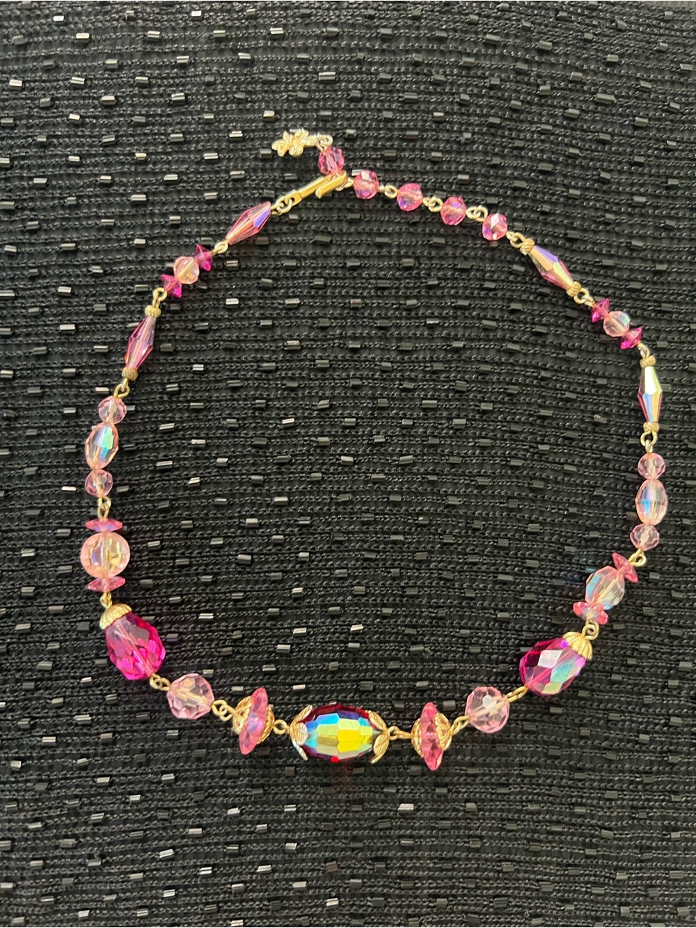 Sparkling Pink Crystal Beaded Necklace